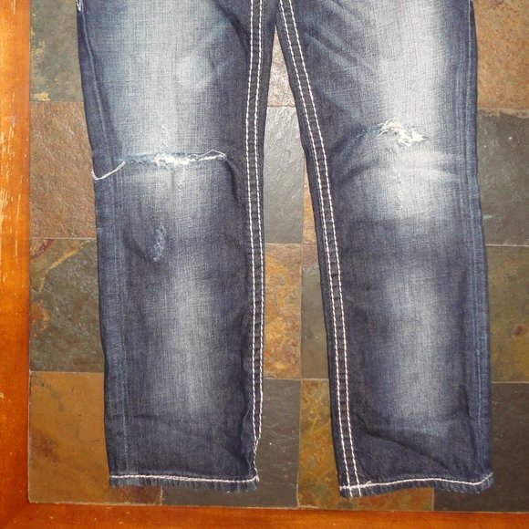 ROCK REVIVAL Women's Distressed Blue Denim "Elaina" Capri Jeans Size 27 - Picture 4 of 10